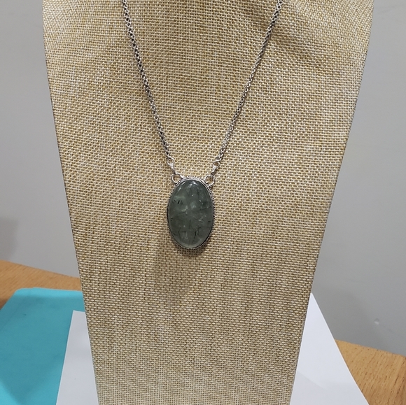 Handmade Unisex Prehnite 925 Silver Pendant Neckla - Picture 5 of 13